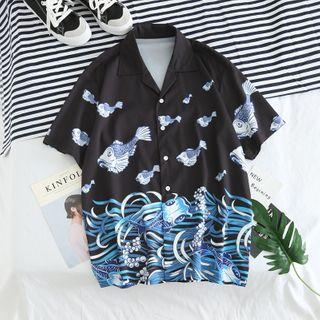 Short-sleeve Fish Print Shirt