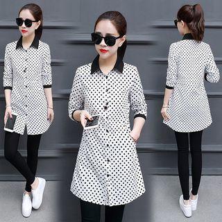 Contrast Collar Pattern Tunic Shirt