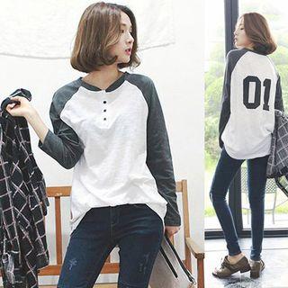 Raglan Number Long-sleeve T-shirt