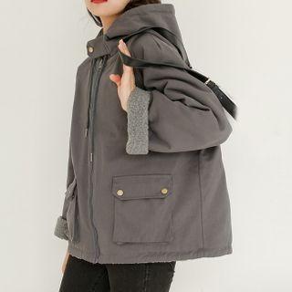 Front Pocket Fleece-lined Hooded Jacket
