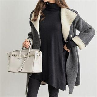 Two-tone Wool Blend Knit Jacket