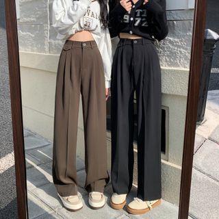 Plain Wide-leg Suit Pants