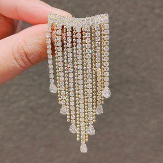 Rhinestone Fringed Brooch Ly672 - Gold - One Size