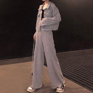 Oversize Single-breasted Jacket / High-waist Wide-leg Pants