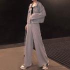 Oversize Single-breasted Jacket / High-waist Wide-leg Pants