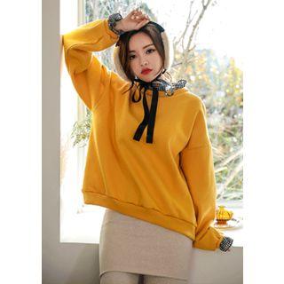 Gingham-trim Loose-fit Sweatshirt