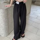 High-waist Contrast Trim Wide-leg Dress Pants