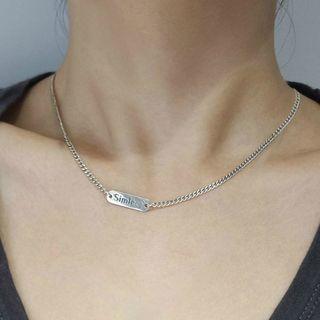 925 Sterling Silver Engraved Necklace Engraved Necklace - Smile - One Size