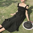 Plain Frill Trim Midi Dress