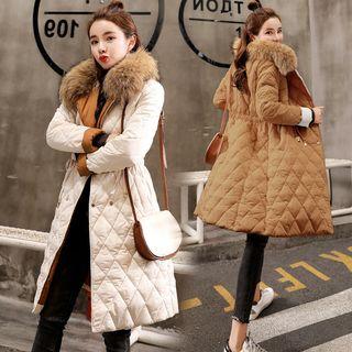 Furry Collared Quilted Coat