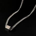 Cube Pendant Chain Necklace 1 Pc - Silver - One Size
