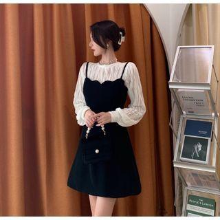 Slim-fit Mini Dress + Round-neck Ruched Top