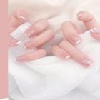 Print Faux Nail Tips S100 - Glue - Pink & White - One Size