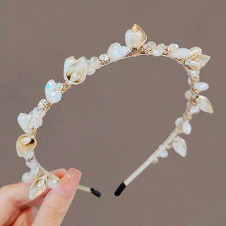 Flower Faux Pearl Alloy Headband Ly2657s - Headband - White - One Size