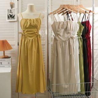 Drawstring-waist Sleeveless Midi Dress In 6 Colors