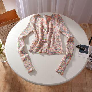 Melange Cardigan Pink & Yellow & Purple - One Size