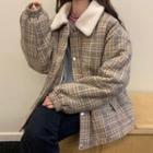 Plaid Padded Button-up Jacket