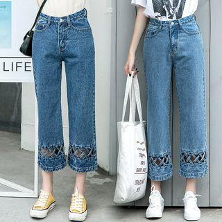 Cutout Cropped Straight-cut Jeans
