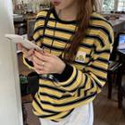 Striped Smiley Face Long-sleeve Top Yellow - One Size