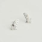 Sterling Silver Rhinestone Hollow Stud Earring 1 Pair - Silver - One Size