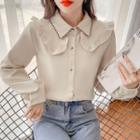 Collared Ruffled Button-up Blouse
