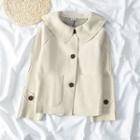 Peter Pan Collar Double Pocket Jacket White - One Size