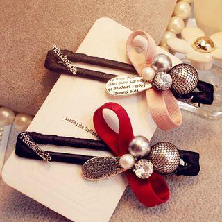 Faux Pearl Bow Accent Hair Clip