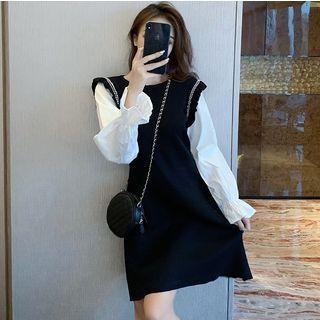 Mock Two-piece Mini Dress Dress - One Size