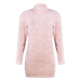 Furry Mini Sheath Sweater Dress