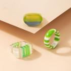 Set Of 3: Ring Set Of 3 - 21172 - Green & White - One Size