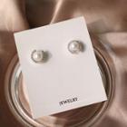 Faux Pearl & Rhinestone Stud Earring 1 Pair - S925 Silver - One Size