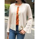 Round-neck Frill-sleeve Cardigan