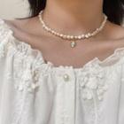 Moonstone Pendant Freshwater Pearl Choker White - One Size