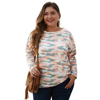 Long-sleeve Camouflage Print T-shirt