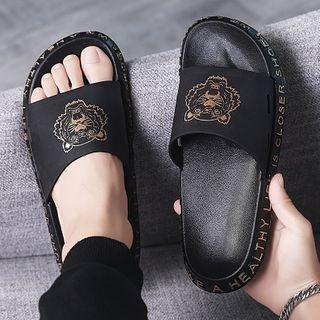 Lettering Print Flat Slide Sandals