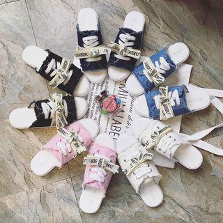 Lace-up Canvas Slide Sneakers