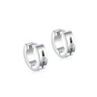 Simple Fashion Geometric Round Cubic Zirconia 316l Stainless Steel Stud Earrings Silver - One Size
