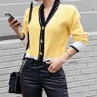 Color Block Cardigan Yellow - One Size