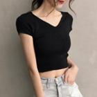 Open Back Short Sleeve Knit T-shirt