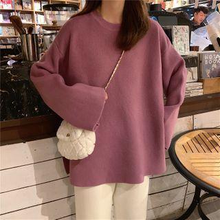 Slit Sweater / Straight-cut Knit Pants