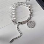 Coin Pendant Stainless Steel Bracelet Silver - One Size