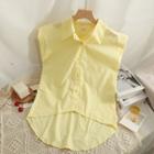 Dip-back Slim-fit Sleeveless Shirt Yellow - One Size