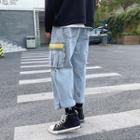 Washed Straight-cut Cargo Jeans