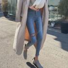 High-waist Frayed Ripped Cropped Jeans