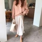 Plain Sweatshirt / A-line Maxi Skirt