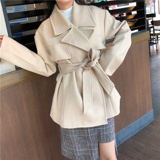 Plain Notch Lapel Loose Fit Coat