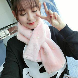 Faux Pearl Fleece Scarf