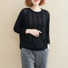 Pointelle-knit Round-neck T Shirt