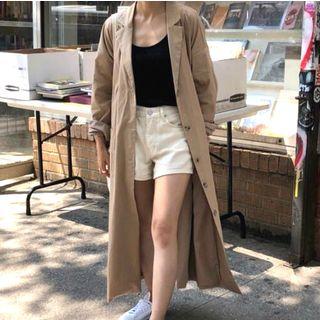 Single-breasted Trench Coat With Sash Khaki - One Size