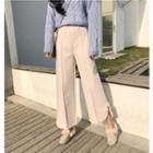 Furry Trim Cropped Wide-leg Pants